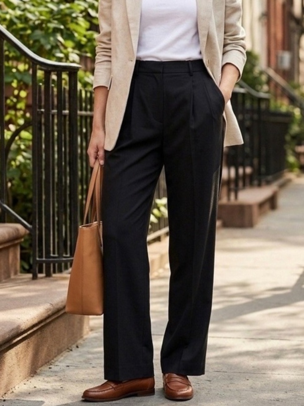 J Crew Essential Wide Leg Pants Black Pleated